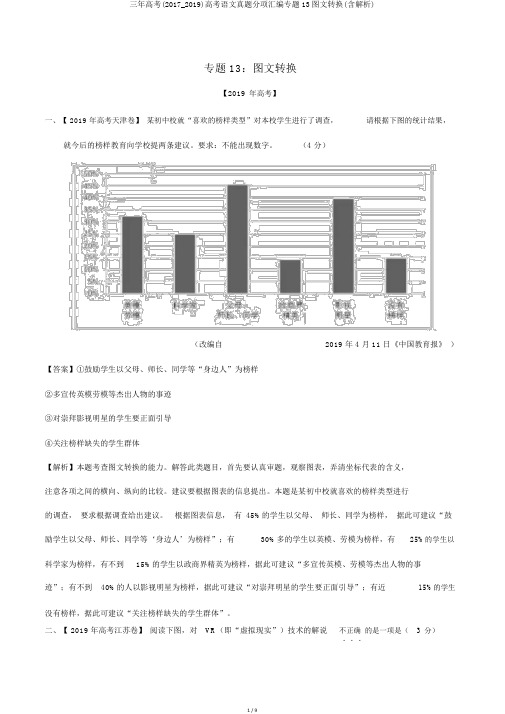 三年高考(2017_2019)高考语文真题分项汇编专题13图文转换(含解析)