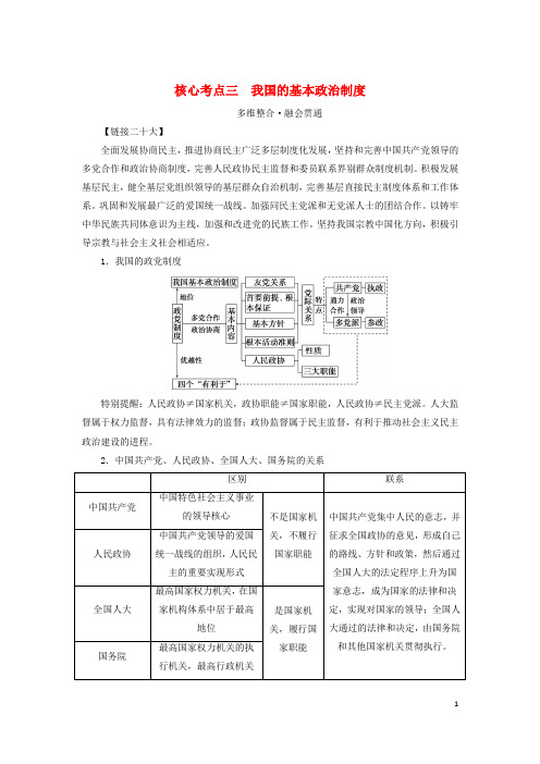 2023新教材高考政治二轮专题复习专题五政治制度__实现人民当家作主的制度安排核心考点三我