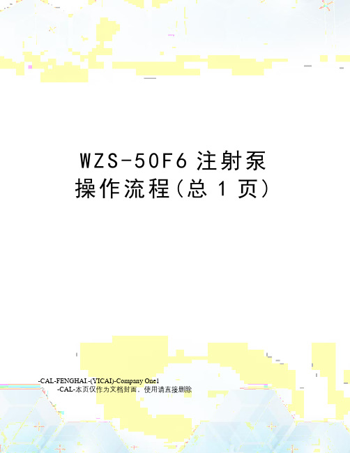 wzs-50f6注射泵操作流程(总1页)