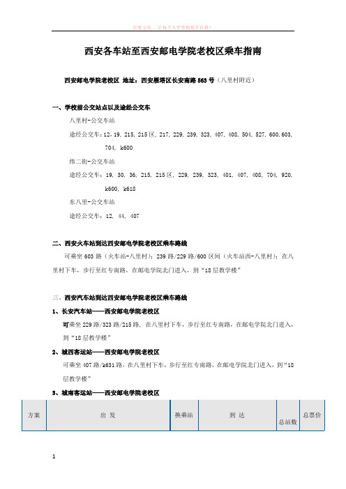 西安各车站至西安邮电学院老校区乘车指南