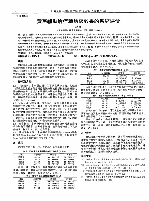 黄芪辅助治疗肺结核效果的系统评价