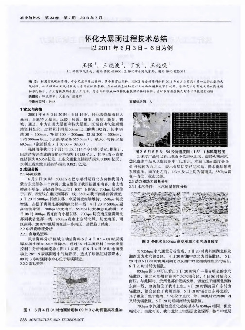 怀化大暴雨过程技术总结——以2011年6月3日~6日为例