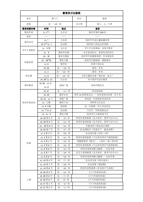 教育实习记录表