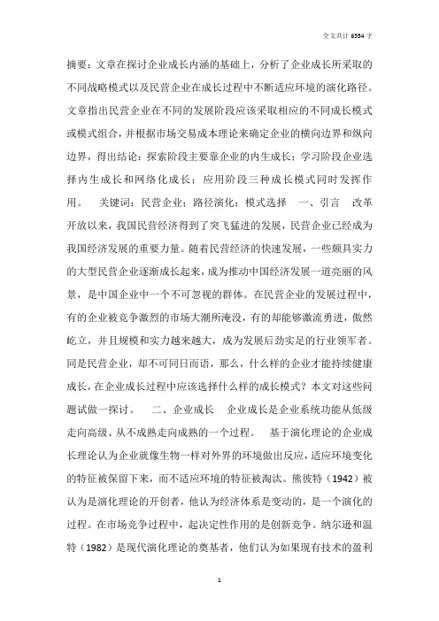 中国民营企业的成长之路
