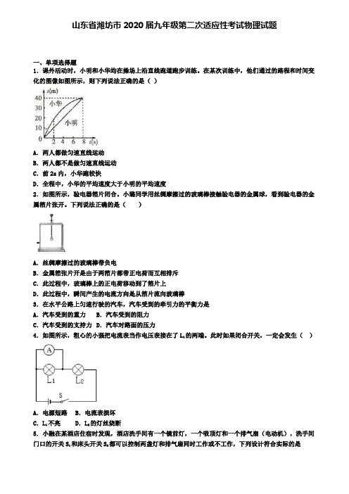 山东省潍坊市2020届九年级第二次适应性考试物理试题