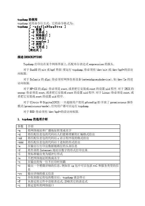 TCPDUMP中文手册最详细的手册