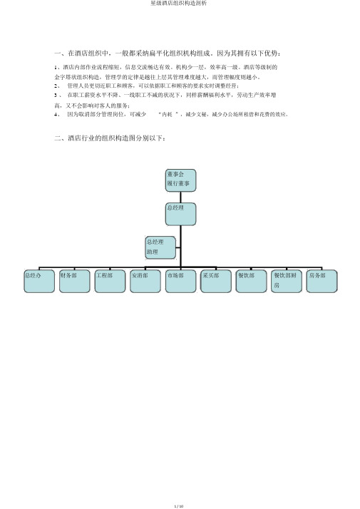 星级酒店组织结构分析