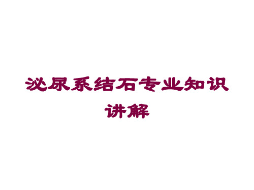 泌尿系结石专业知识讲解培训课件