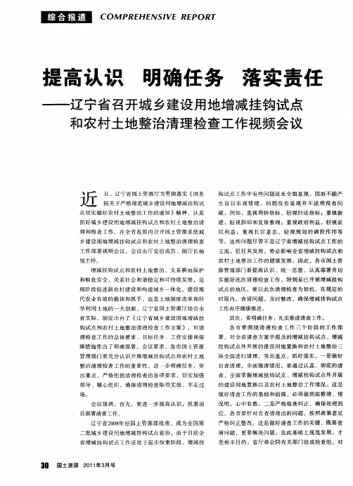 提高认识 明确任务 落实责任——辽宁省召开城乡建设用地增减挂钩试点和农村土地整治清理检查工作视频会