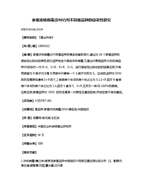 家蚕浓核病毒(DNV)对不同蚕品种的侵染性研究