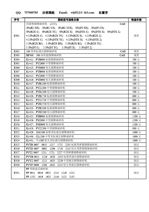 机械 CAD E3 圆锥破碎机图纸目录—散料