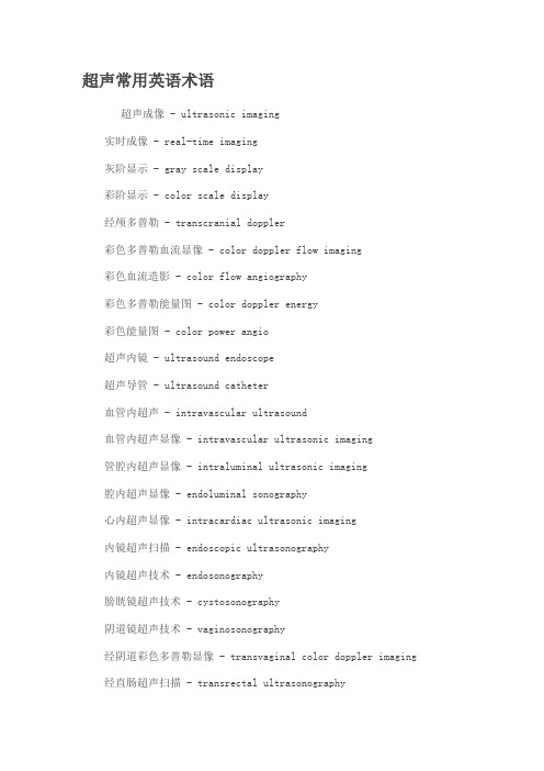 超声常用英语术语