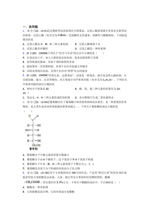 初中化学九年级上册第十二单元《化学与生活》检测卷(含答案解析)