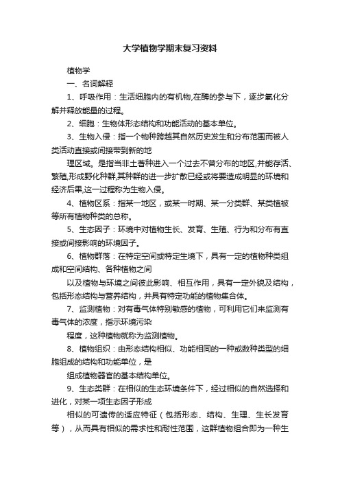 大学植物学期末复习资料