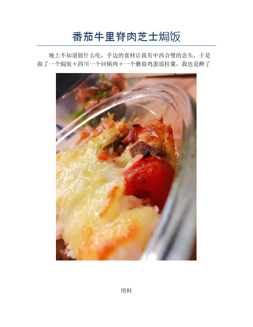 番茄牛里脊肉芝士焗饭【精品做菜教程】