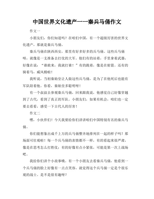 中国世界文化遗产一一秦兵马俑作文