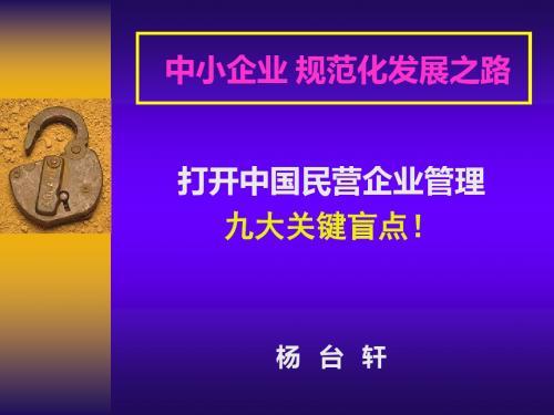 打开中国民营企业管理的九大关键盲点