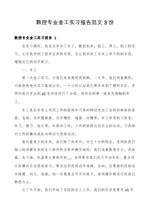 数控专业金工实习报告范文3份