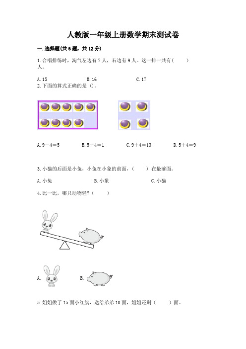 人教版一年级上册数学期末测试卷附参考答案(模拟题)