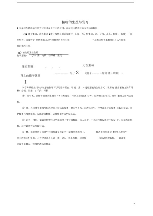 中考科学重点知识点植物的生殖与发育新版浙教版2