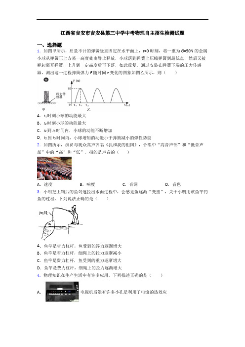 江西省吉安市吉安县第三中学中考物理自主招生检测试题