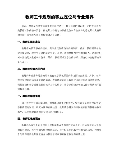 教师工作规划的职业定位与专业素养