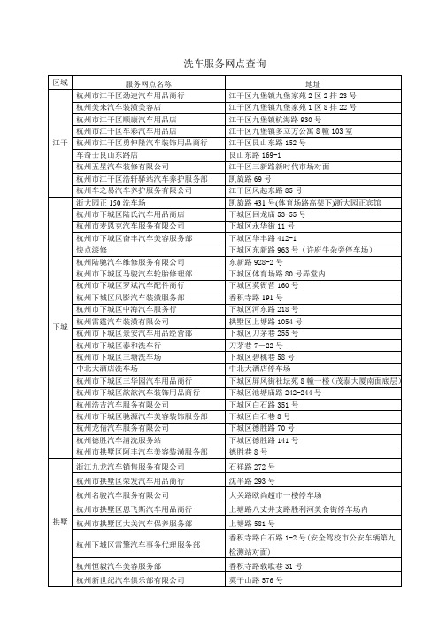 建行洗车服务网点查询