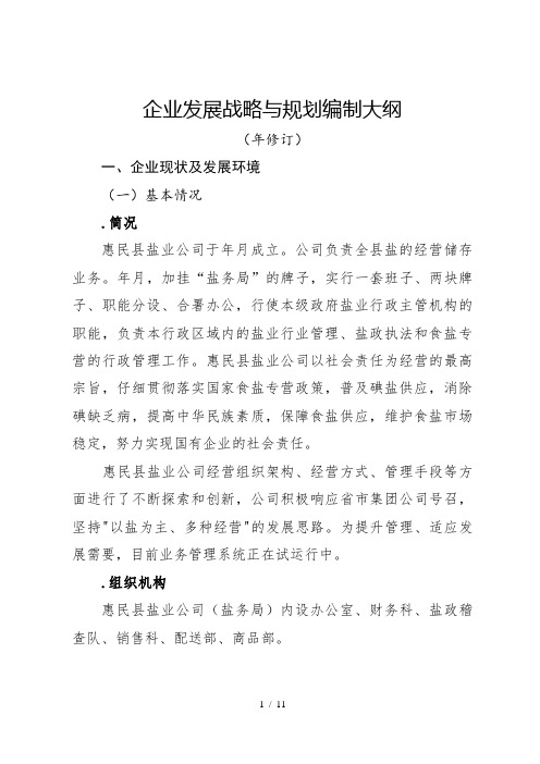 企业发展战略与规划编制大纲