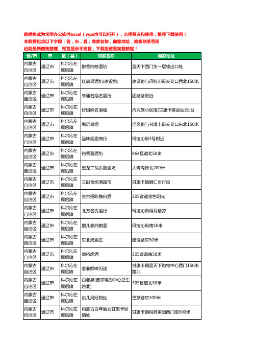 2020新版内蒙古自治区通辽市科尔沁左翼后旗烟酒工商企业公司商家名录名单黄页联系电话号码地址大全45家