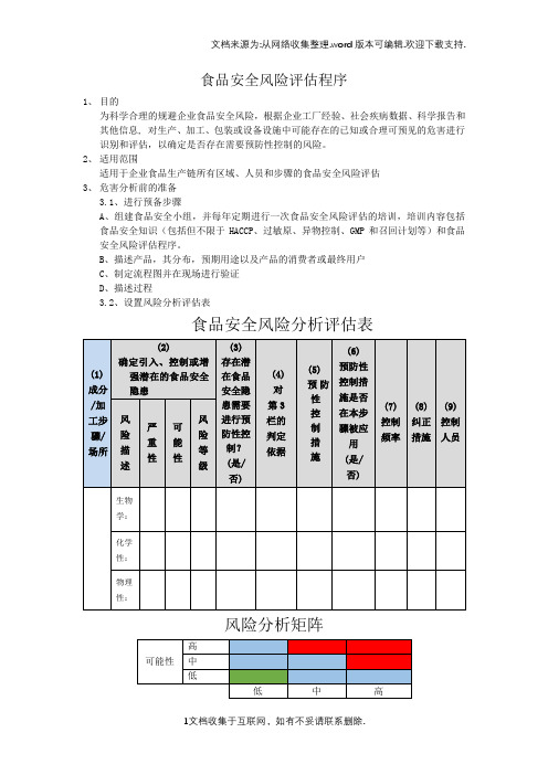 食品安全风险评估程序