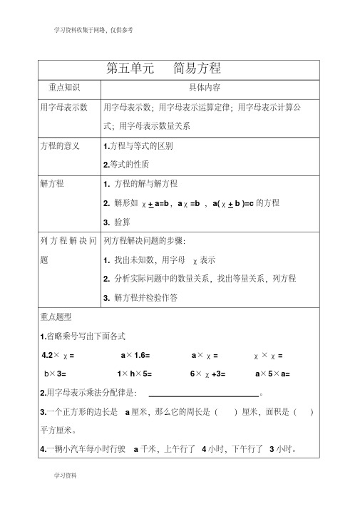 五年级数学上册第五单元知识点