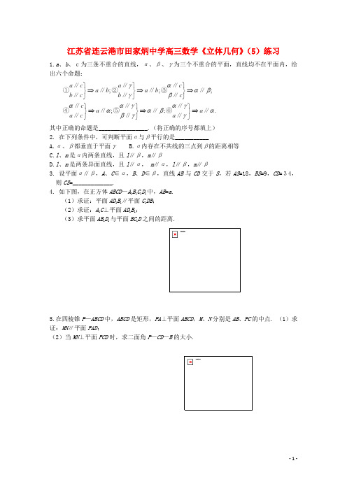 江苏省连云港市田家炳中学高三数学《立体几何》(5)练