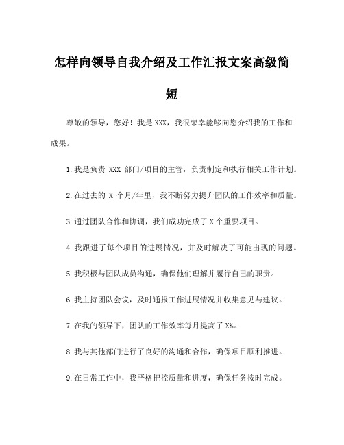 怎样向领导自我介绍及工作汇报文案高级简短