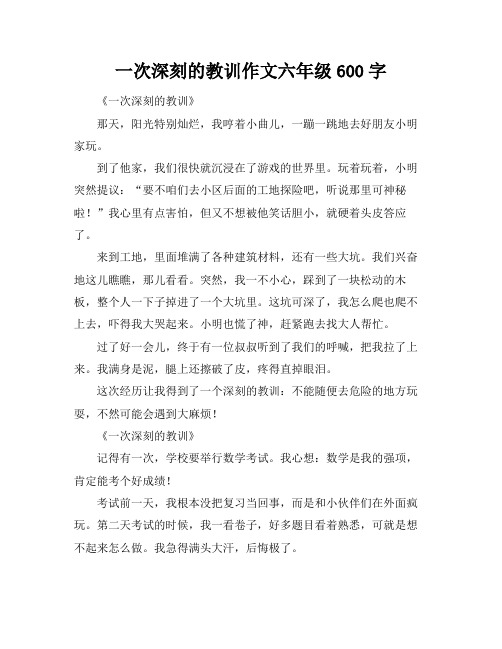 一次深刻的教训作文六年级600字