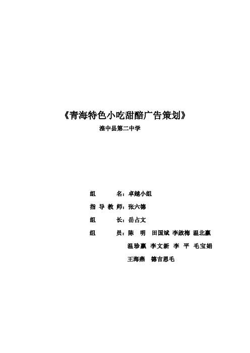 《青海特色小吃甜醅广告策划》论文