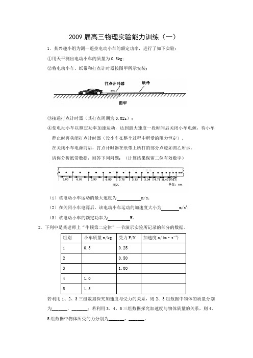 2009届高考物理专题训练--实验能力训练(5套)