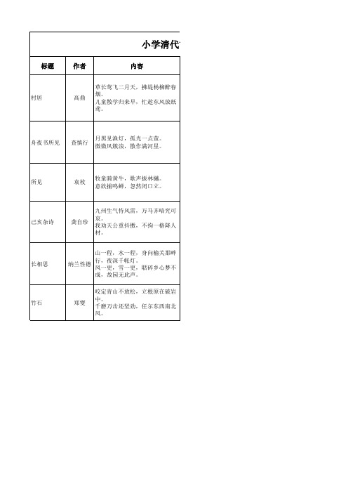 小学清代古诗词