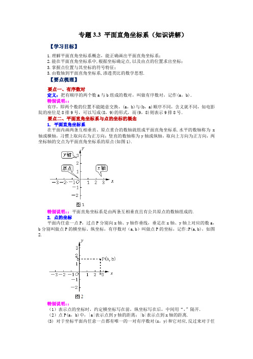 平面直角坐标系(知识讲解)八年级数学上册基础知识讲与练(北师大版)