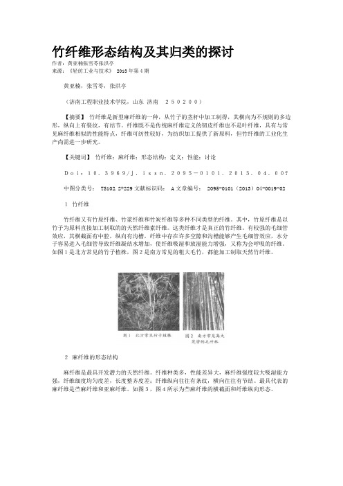 竹纤维形态结构及其归类的探讨