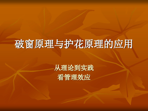 管理中破窗原理、护花原理的运用