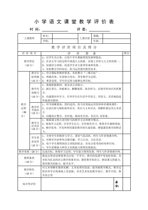 乐旺镇首届小学语文优质课评比细则