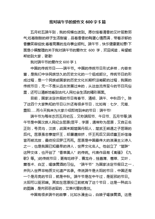 我对端午节的爱作文600字5篇