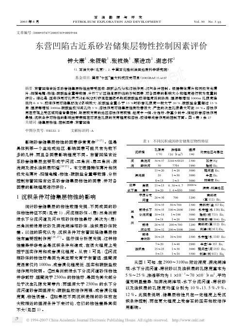 东营凹陷古近系砂岩储集层物性控制因素评价