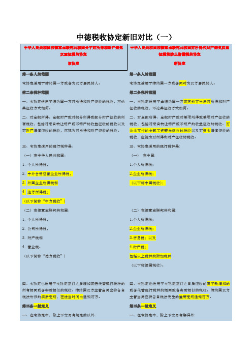 中德税收协定新旧对比(一)