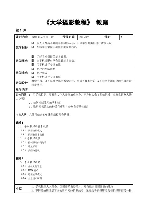 大学摄影教程---教案全套--第1--7讲--学摄影从手机开始---人像摄影