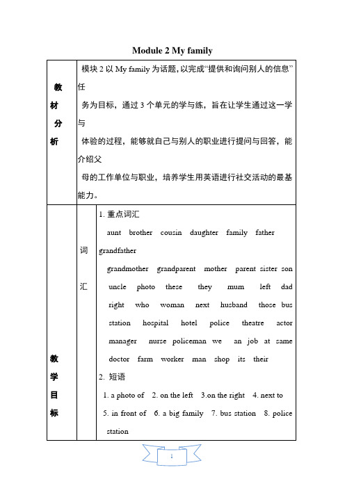 外研版英语(新标准)七年级上册Module 2 My family教案