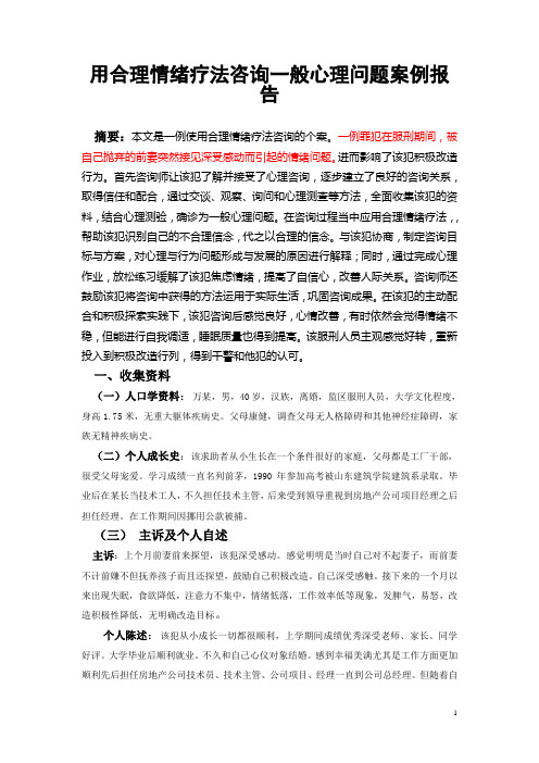 罪犯一般心理问题案例报告-修改2