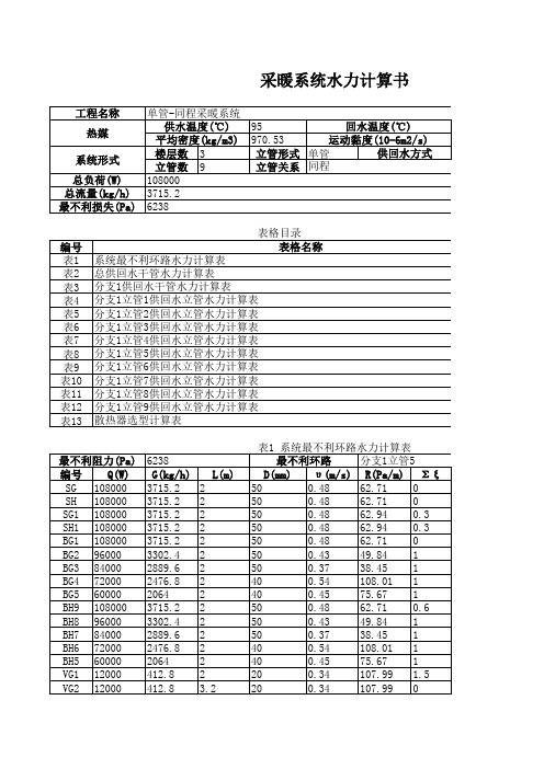 供热工程水力计算书