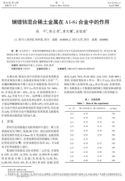 镧镨铈混合稀土金属在Al_Si合金中的作用