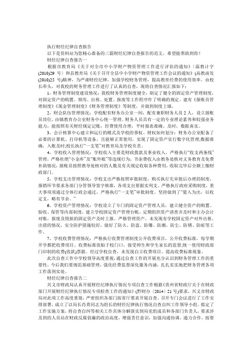 执行财经纪律自查报告 